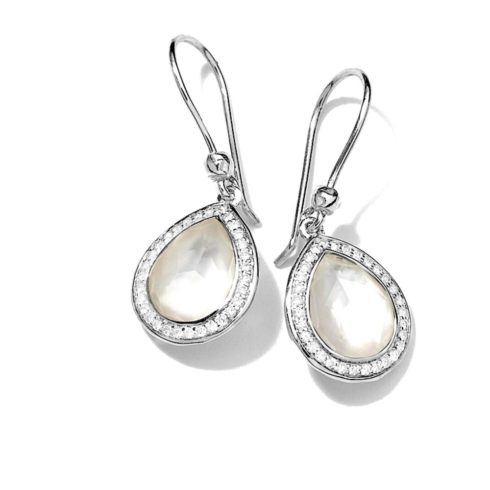 Teardrop Earrings in Sterling Silver with Diamonds